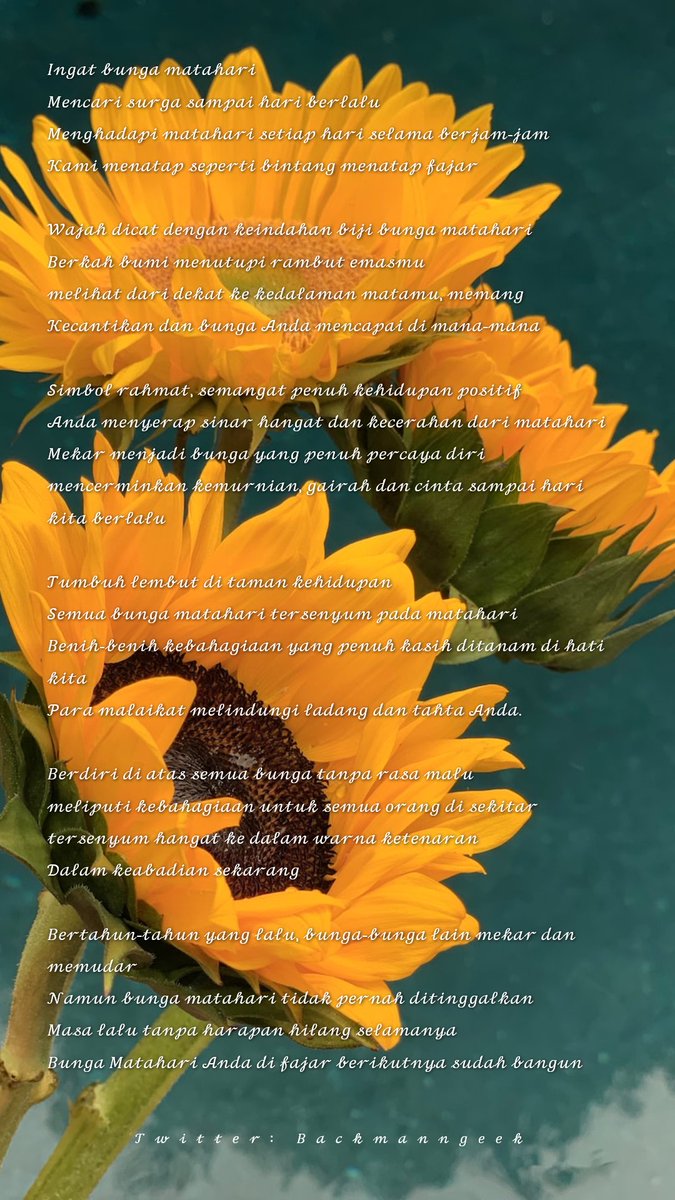 bachmanngeek's tweet image. My poem for Vincent Willem Van Gogh
with my deepest condolences,
wish you comfort and peace.
14th October, 2022

#poem #gedikt #gedicht #philosophy #sunflower #climate #poetry