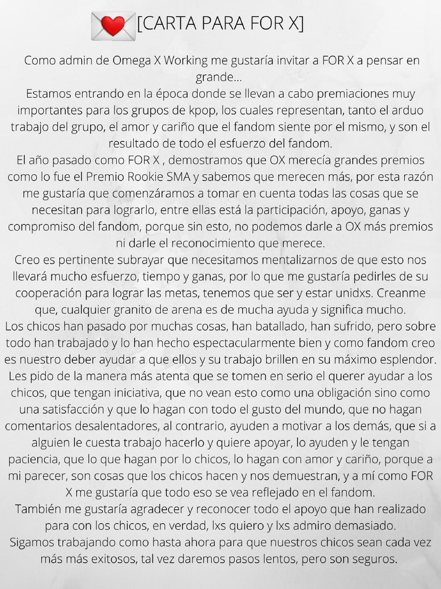 omegax_working's tweet photo. 💌[CARTA PARA FOR X]

Espero se tomen el tiempo de leerlo y agradezco de antemano para quienes lo hicieron💚 https://t.co/FU5RTX202T