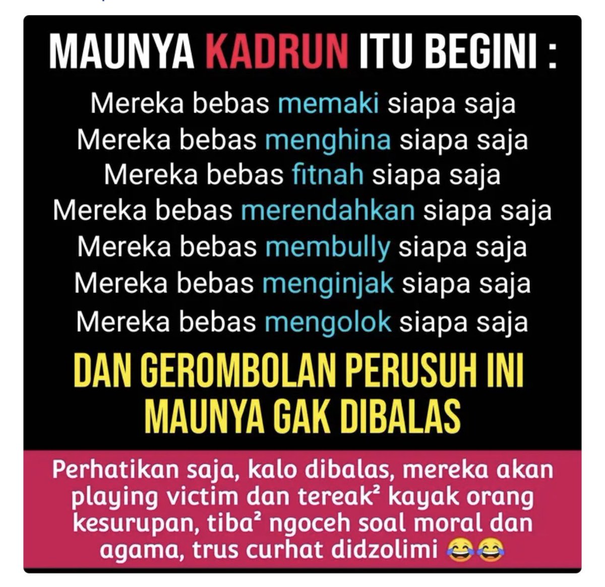 Kadrun memang makhluk terbodoh dimuka bumi, otak kurang seons. 🤣🤣

Setuju retweet!