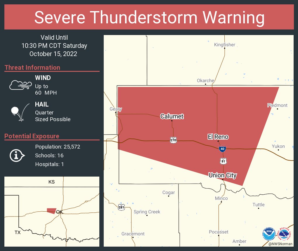 NWS Severe Tstorm on Twitter "Severe Thunderstorm Warning including El