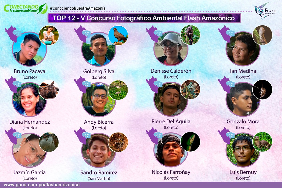 flashamazonico's tweet photo. #FlashAmazónico
#ConcursoFotográficoAmbiental
https://t.co/VP6lOYGoRq 📸

✅ Felicidades a nuestros doce finalistas del V Concurso Fotográfico Ambiental Flash Amazónico 📸💜

Conectando la cultura ambiental 💜
#ConociendoNuestraAmazonía
#NuevaAmazonía https://t.co/MR0eJacQdt