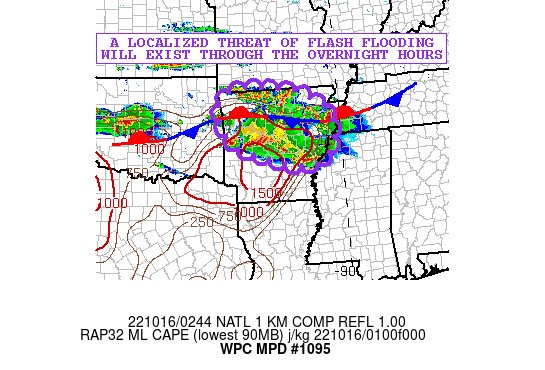 NWSWPC's tweet photo. #WPC_MD 1095 affecting Central/Northern AR, #arwx #mswx #mowx #okwx, https://t.co/p5BEpk8QDa https://t.co/tTOavZebIo