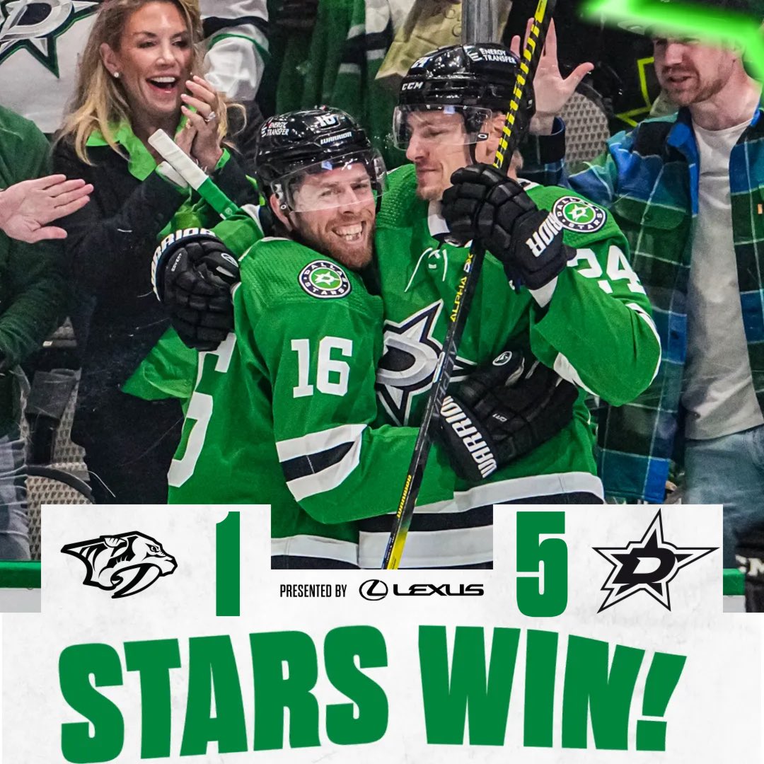 DallasStars's tweet photo. The Preds became prey, again. 😏 

@Lexus | #TexasHockey https://t.co/TZnvJrxe6n