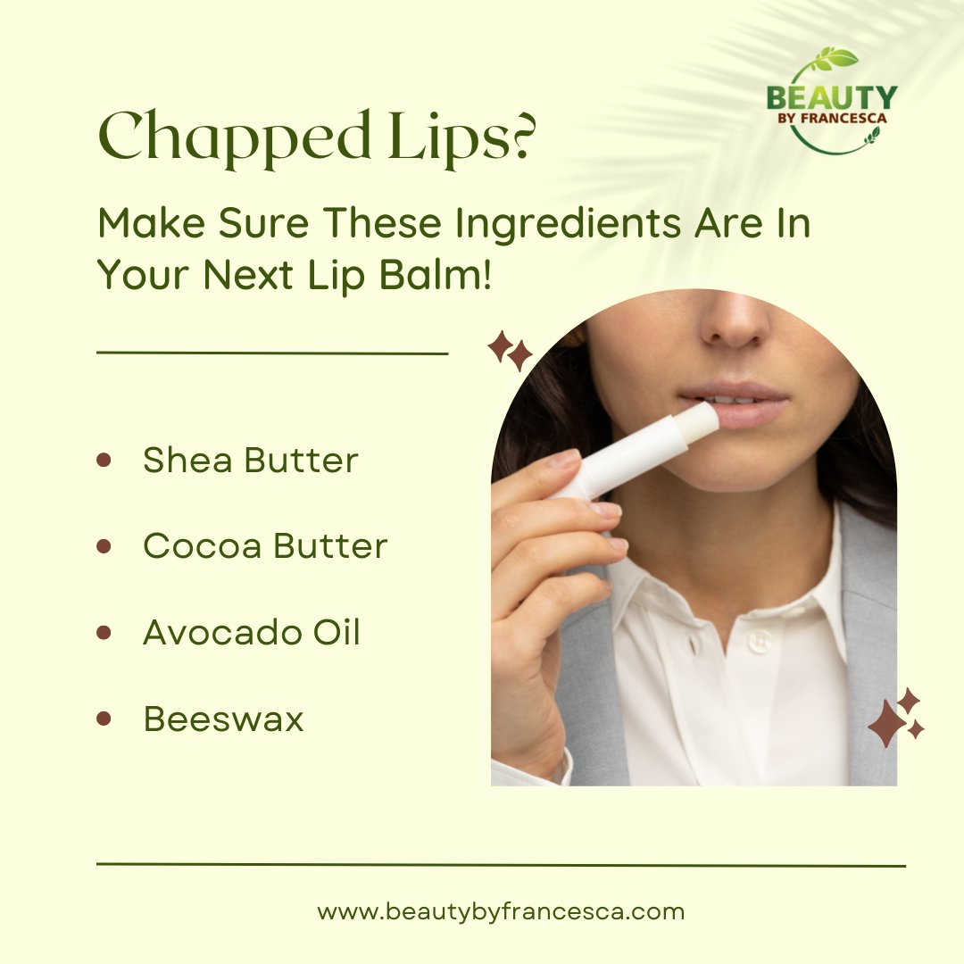 bbfrancesca's tweet photo. If your lips are chapped, the best thing to do is to get them hydrated. Make sure you're using a good moisturizing lip balm with these ingredients.
#lips #lipbalm #skinsolution https://t.co/wBZ5AyCr0x