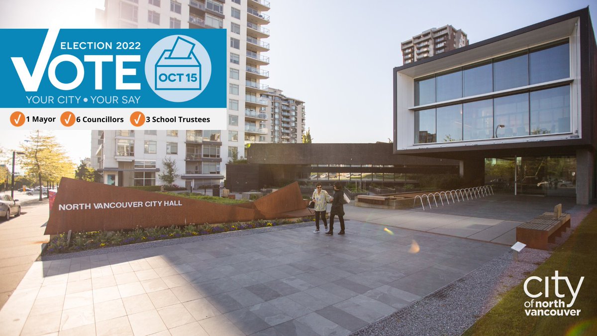 CityOfNorthVan's tweet photo. Polls are now closed for the City of North Vancouver general local election. Preliminary results will be posted as they become available from each voting location. To see the unofficial results as they come in, visit https://t.co/73BbZLP3t7. #VoteCNV https://t.co/eLfvEQgFzp
