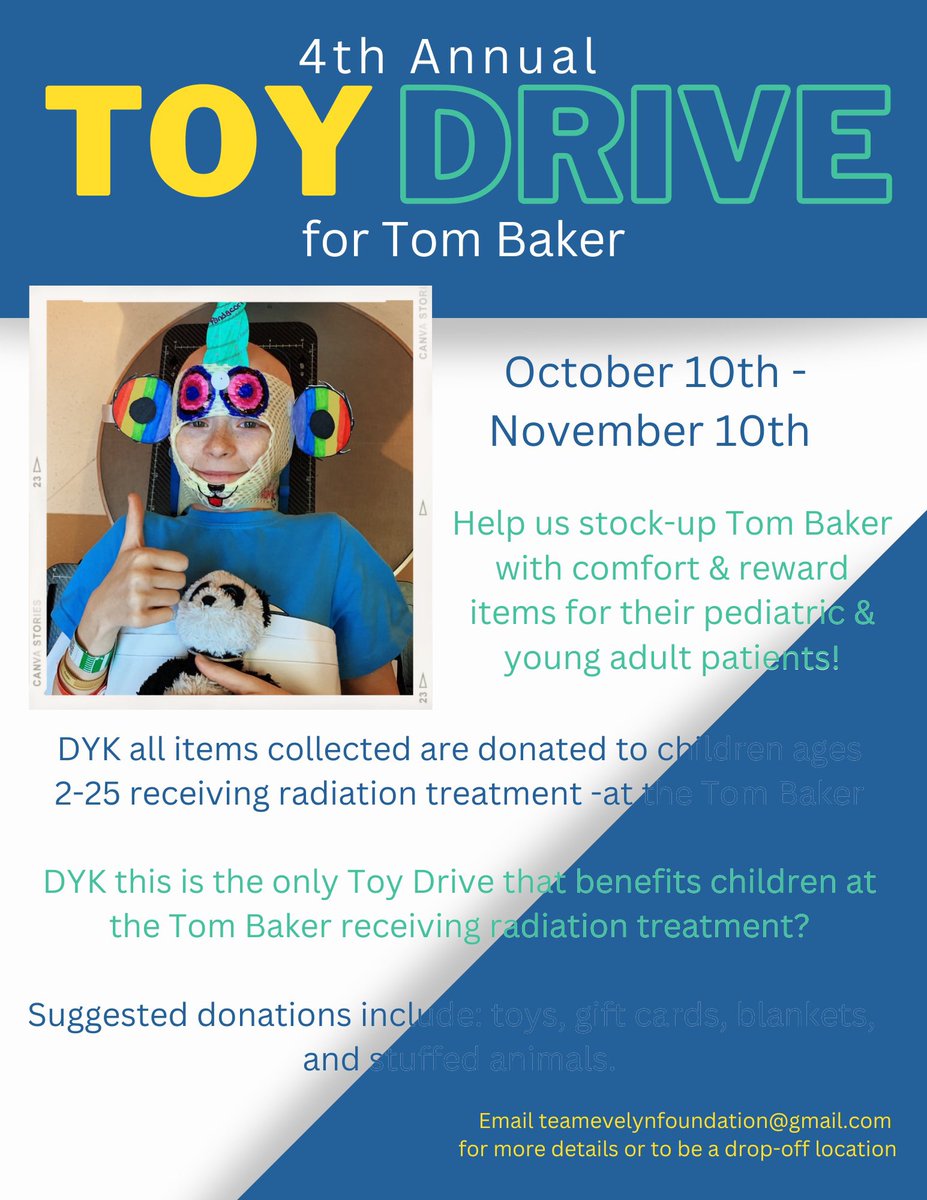 We are hosting our 4th annual Toy Drive to support pediatric patients receiving radiation treatment at Tom Baker Cancer Centre. Check out our wish list if you would like to support!

amazon.ca/hz/wishlist/ls…