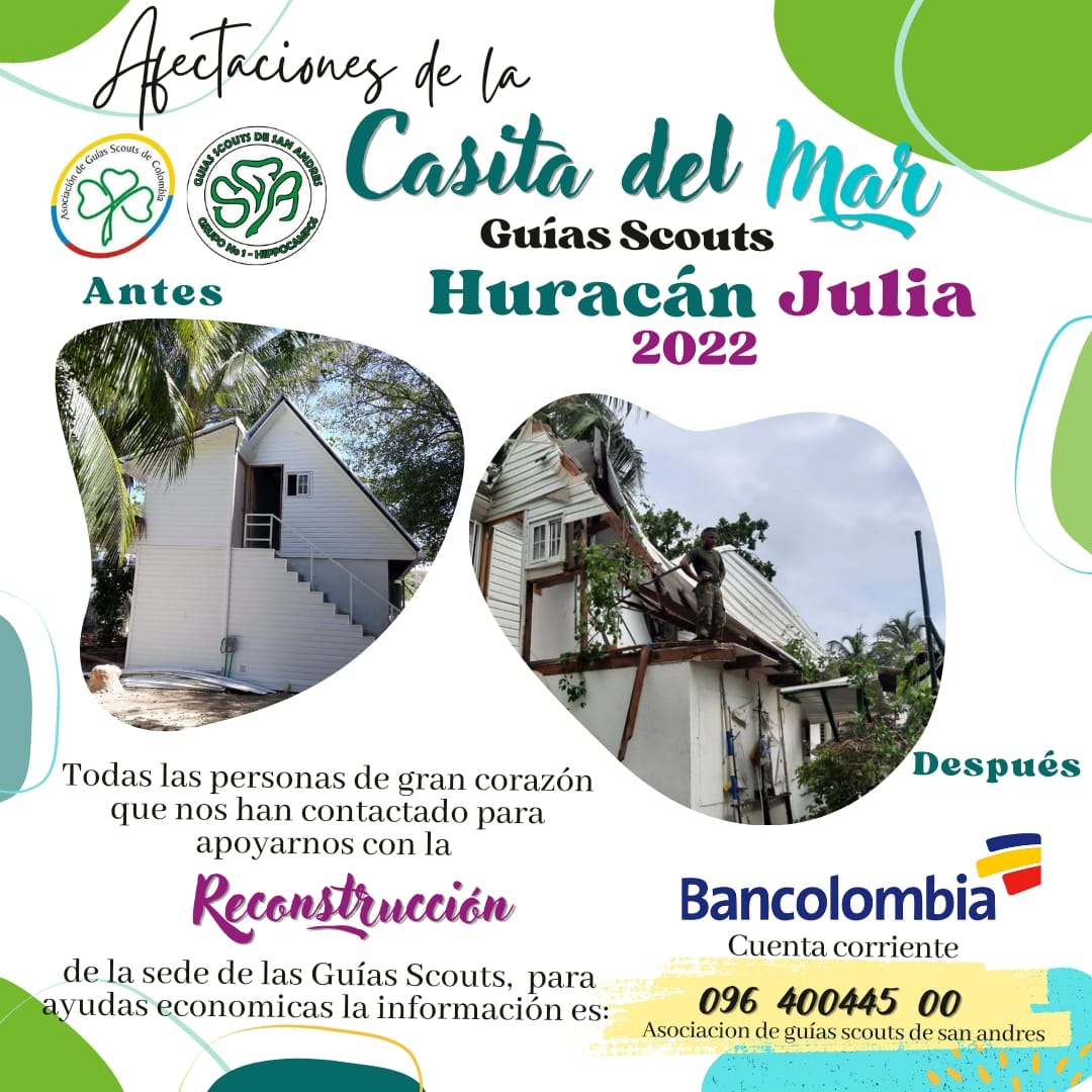 GuiasScoutSAI's tweet photo. Agradecemos tu ayuda para  la reconstrucción de la Casita del Mar de las #GuíasScouts, para darle nuevamente el espacio adecuado a los niños del archipiélago. A pesar de la adversidad seguiremos con  nuestra misión. 𝐒𝐢𝐞𝐦𝐩𝐫𝐞 𝐥𝐢𝐬𝐭𝐚𝐬 𝐩𝐚𝐫𝐚 𝐬𝐞𝐫𝐯𝐢𝐫 #AGSSai #AGSC https://t.co/6LtGjsPZMk