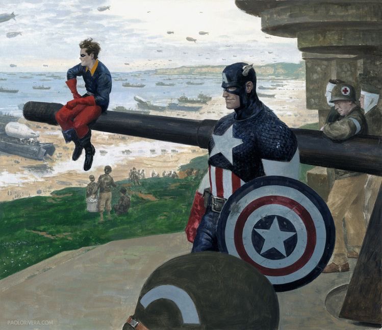 IntoWeird's tweet photo. The day after D-Day. #ComicArt by Paolo Rivera. #CaptainAmerica #Comicd #Marvel #MarvelComics https://t.co/ZhVQKXsiR7