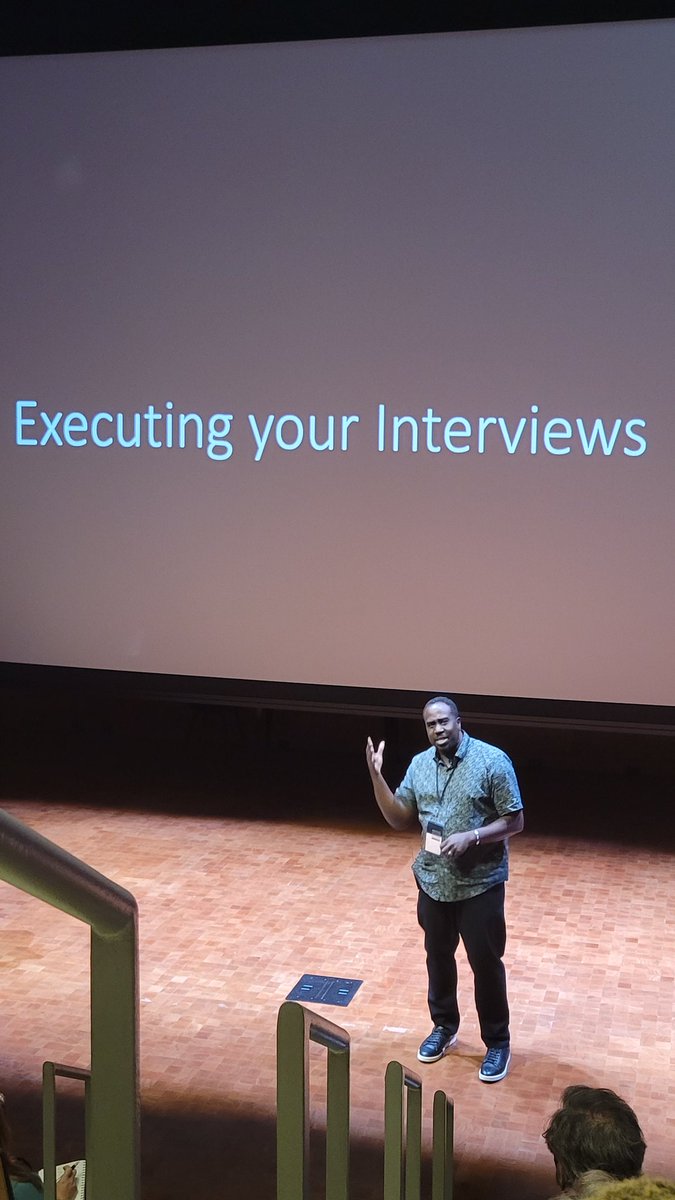 AverykMiles's tweet photo. "Interviews are deceptive. If they're done right, they sound natural. Part of the task is to conceal the production that goes on" @catchatweetdown #resonatepodfest https://t.co/fbOJKDPeOM