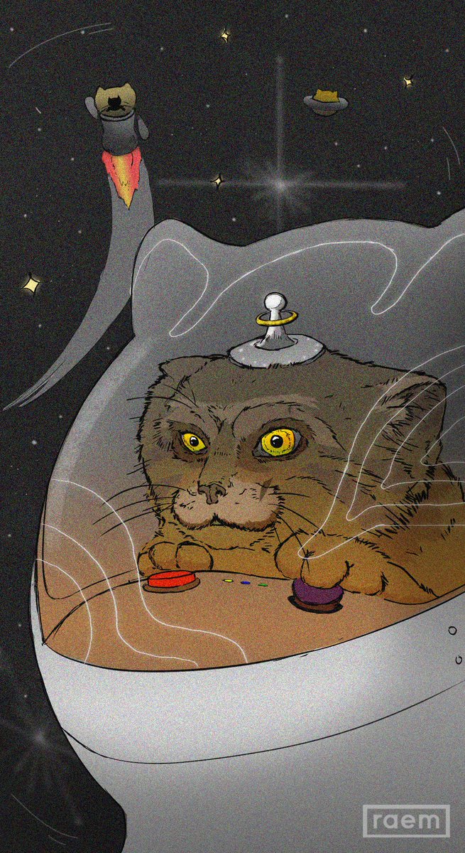 Itsmeraem's tweet photo. Pew pew cat 💥😼 #cat #artistsontwitter #digitalillustration https://t.co/Sqelu0oF9E