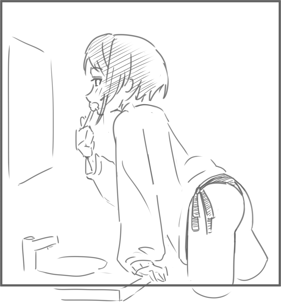 スバルちゃんに紐パンを履かせたい落書き 