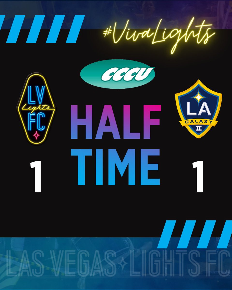 That's the end of the first half. It's time to take a 15 minute break. We win, we're in. It's all on the line in the second half. #LAvLV | #VivaLights ⚽️🎉 | @CCCULV