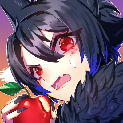 food fruit 1girl apple red eyes holding food open mouth  illustration images