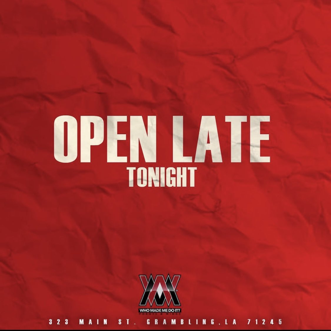 Fiji_Mcdowell's tweet photo. @WhoMadeMeDoIt1 is open until 1AM ‼️🍗🍟 https://t.co/Yv76dAzOe4