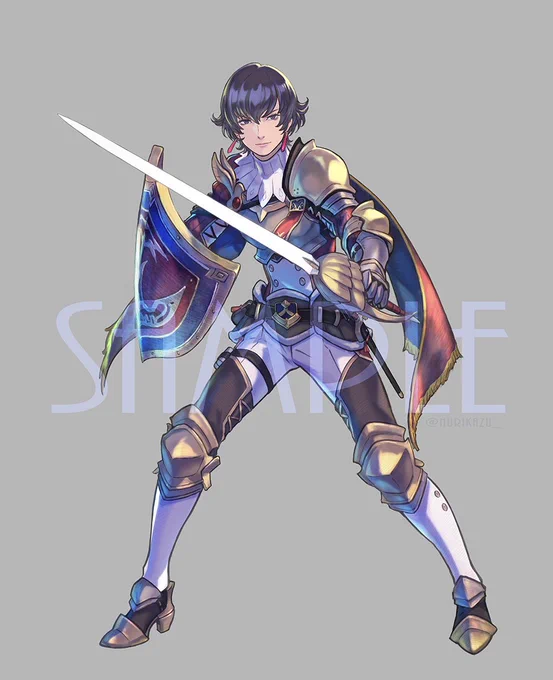 #MHサンブレイク×『塗 和也』コラボ絵。王国騎士フィオレーネ嬢!アクスタ用のキャラ単体絵は、集合絵バージョンから、さらに加筆更新して専用絵として仕上げてます。受注予約生産受付は本日10/16まで  