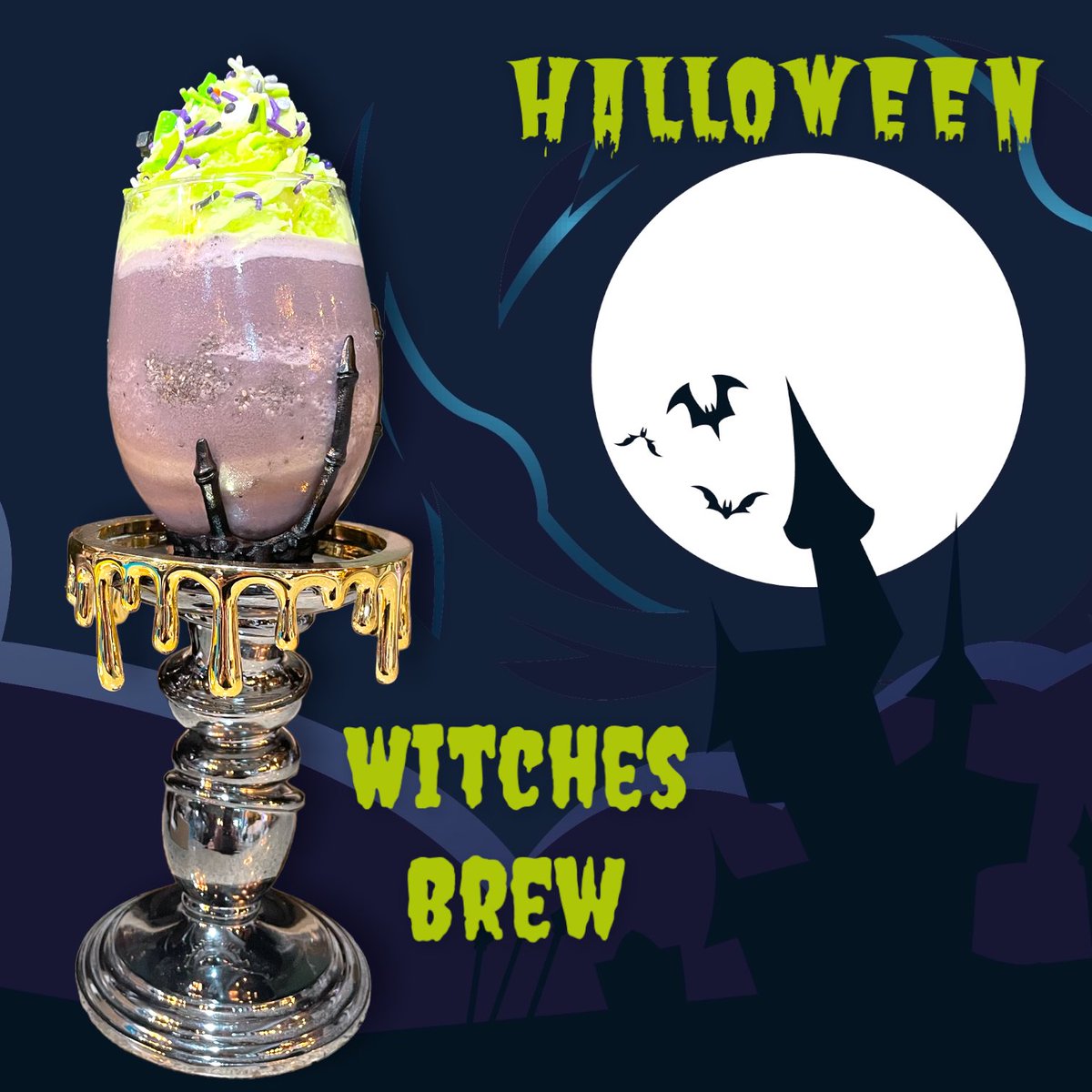 YoMamaCafe's tweet photo. #witches #brew #frappe #blended #halloween #boba #bubbletea #yomamacafe https://t.co/62rgtUBwDv