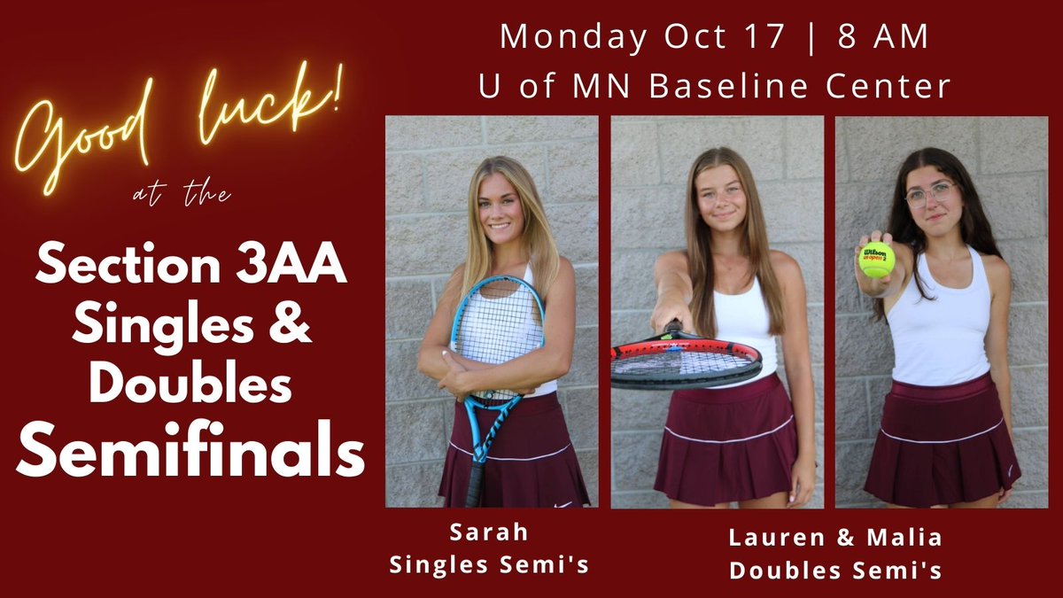 The draw of 32 is down to four in the Section 3AA Singles and Doubles Tournaments. And we are so proud that the Packers have entrants left in both! Best of luck Monday to Sarah (5 seed) in singles and Lauren and Malia (2 seed) in doubles. #AdIn2022 #SSPpride