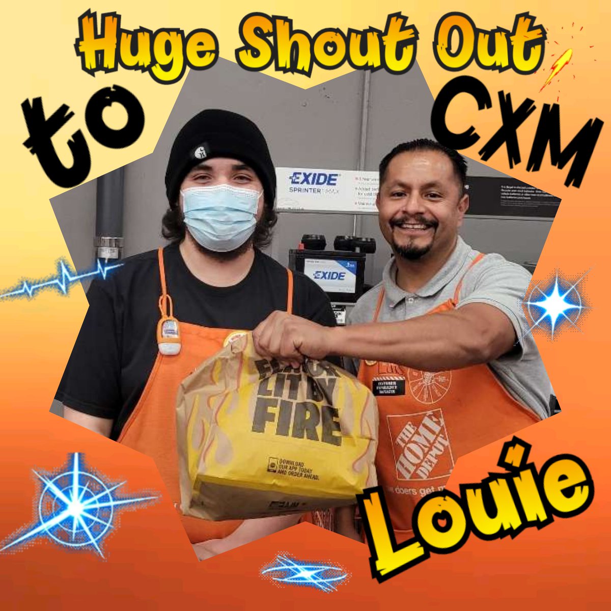 This is what it's all about!!! Our Awesome CXM Louie bought BURGERS 🍔 for our Cashiers and Friends today! Thank you Louie 😊 Oxnard Home Depot Celebrating #CAM2022