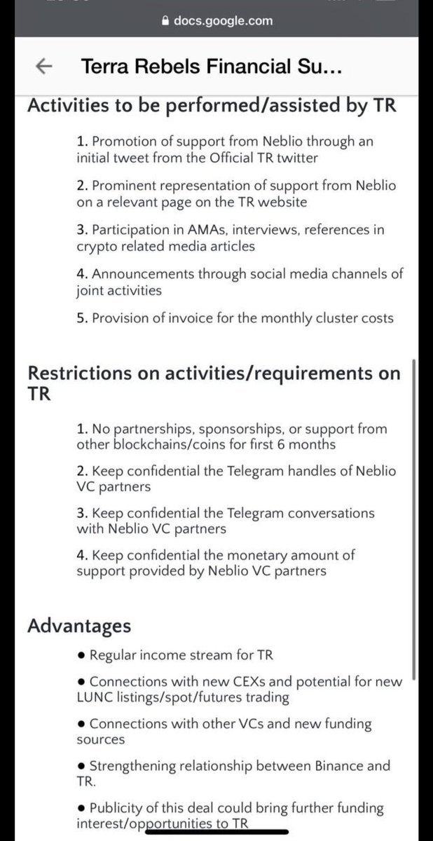 DemonMonkey777's tweet photo. Really make sure to read every word on these #LUNC COMMUNITY! ESPECIALLY the last part on page 1 restrictions on page two 2-4! Read it and read it again. So neblio pays TR to control the keys to the chain and the rest of the money can be used for whatever they choose?Not on lunc? https://t.co/BXo0f4aPpR