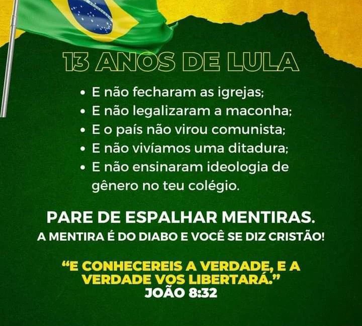 segredosparaluz's tweet photo. Acorda pra vida! Acreditando em lorota de #FalsoMessias desesperado para não ser preso!
Bolsonaro MENTE!

#ForaBolsonaro
#ForaBolsonaroeSuaQuadrilha
#ForaBolsonaroCorrupto
#bolsonaroSatanista
#Bolsolão
#bolsonaroCanibal
#lula
#LulaPresidente13
#LulaPresidente https://t.co/rhdP7yzoOB