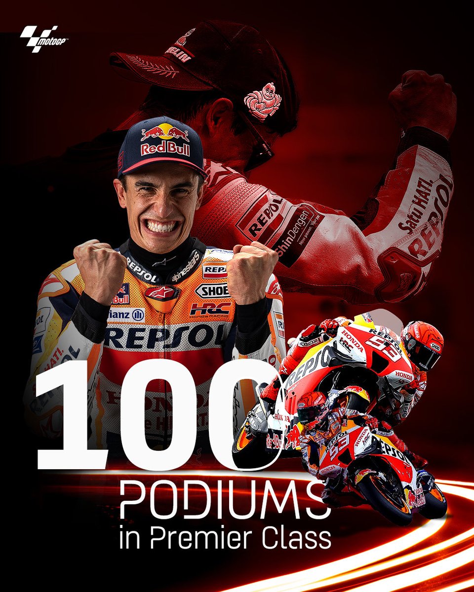 iVir9's tweet photo. With his second place, Marc Márquez hits the 100th. He’s smile is back. #Proud #AustralianGP #Marc100 https://t.co/70YBX6eS5R