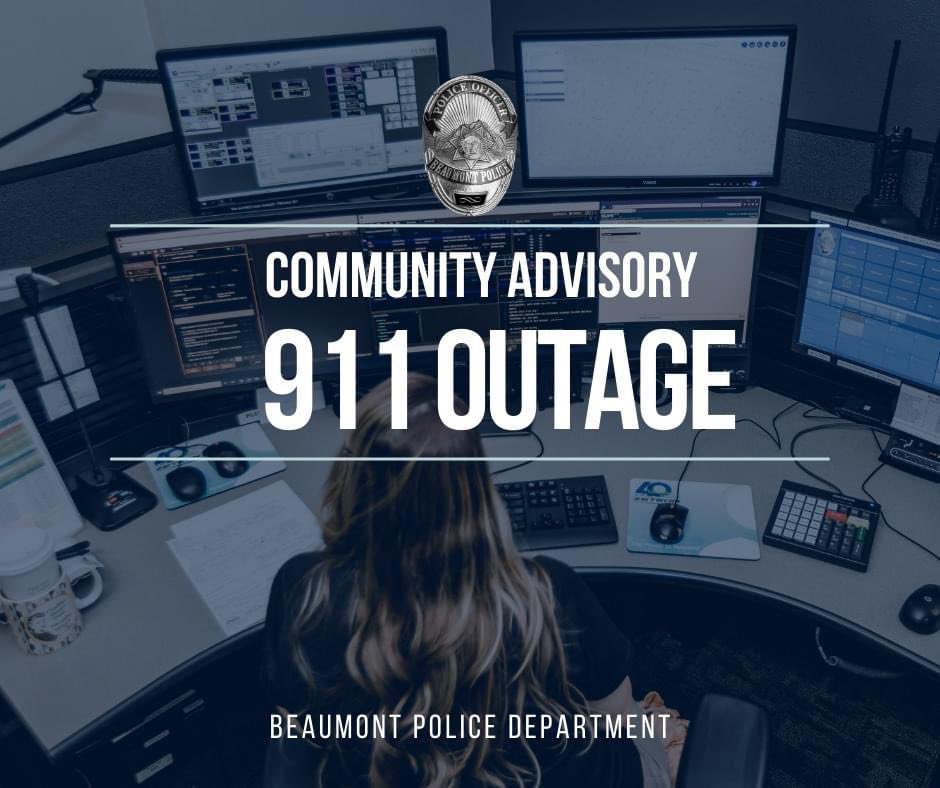 BeaumontPd_PIO's tweet photo. ⚠️A power outage within the city has disrupted our 911 Emergency lines. The lines are currently being rerouted to other area law enforcement agencies for response. Our non-emergency business line at 951-769-8500 is unaffected at this time. 1/2 https://t.co/OQ2AfEWFKb