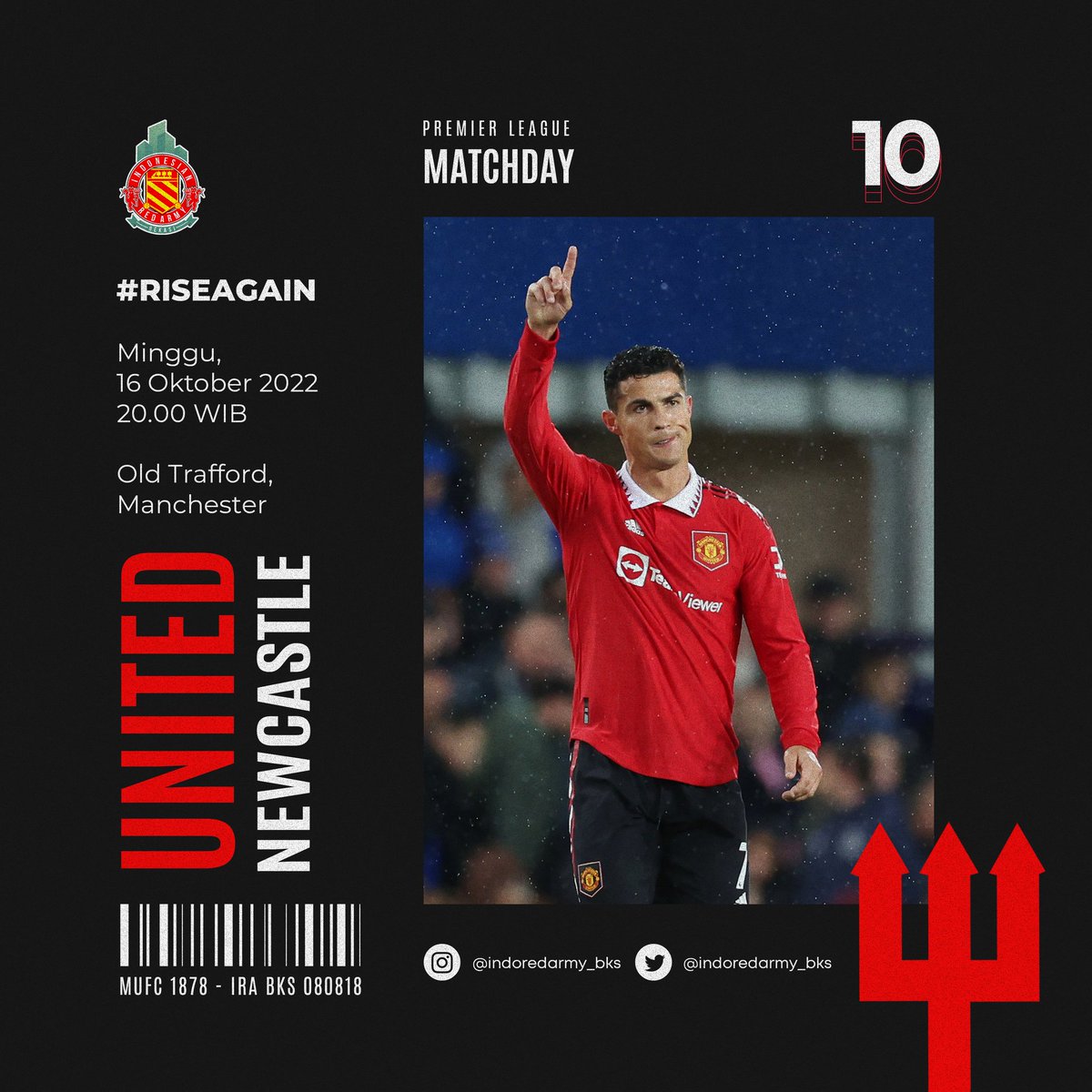 indoredarmy_bks's tweet photo. Versus The Magpies tonight!

Manchester United vs Newcastle
Minggu, 16 Oktober 2022
Kick off: 20.00 WIB
Old Trafford
Live at Vidio

#mufc #RiseAgain #IndoRedArmy #indoredarmybekasi https://t.co/DYE1g6KP4C