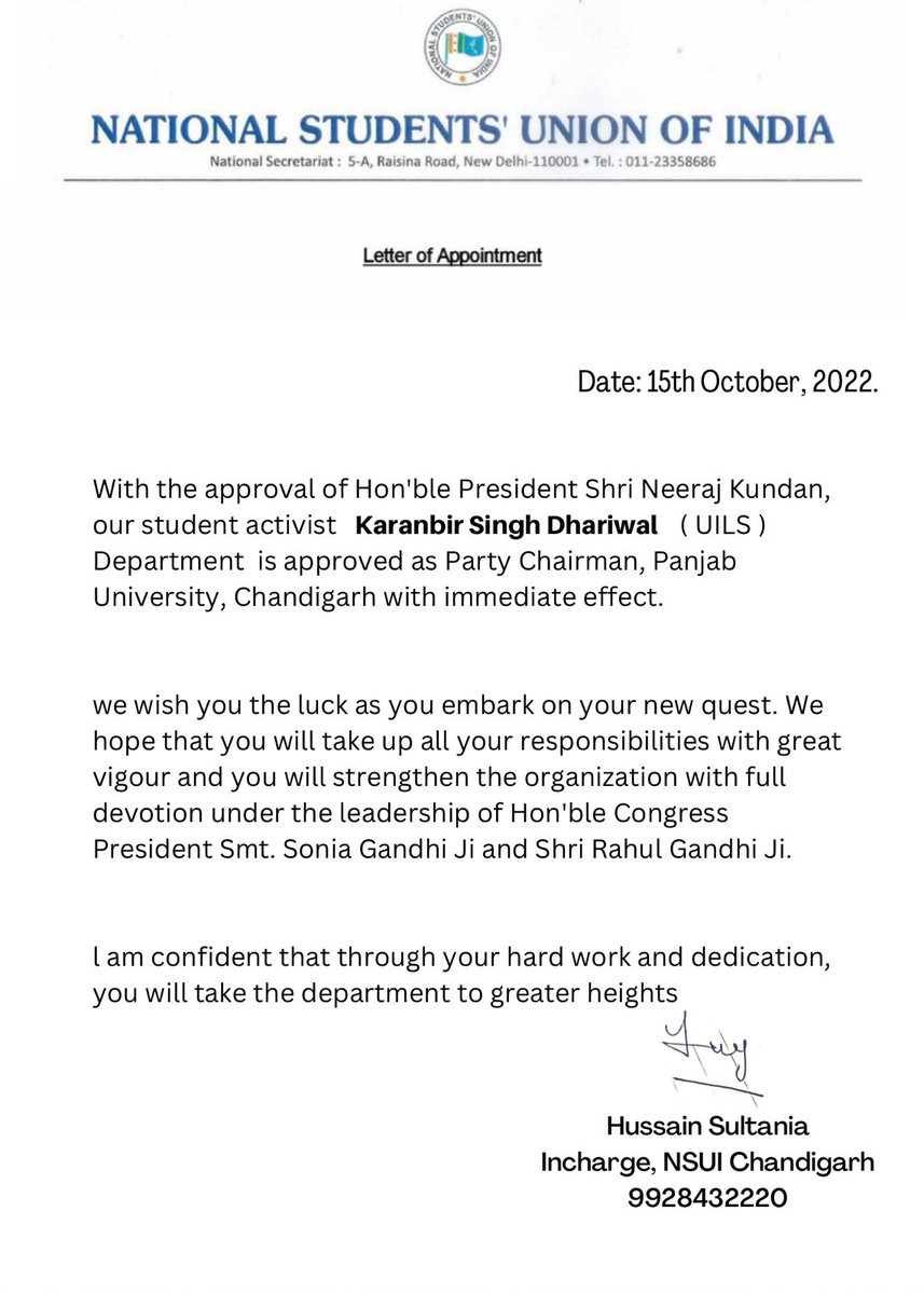 Karanbirspeaks's tweet photo. I would like to thank and express my gratitude to senior leadership for bestowing upon me this responsibility.I strive to move forward in this journey with utmost dignity and importance. I am also thankful to all my friends who have always supported and believed in me. https://t.co/AgJGEZZkVw