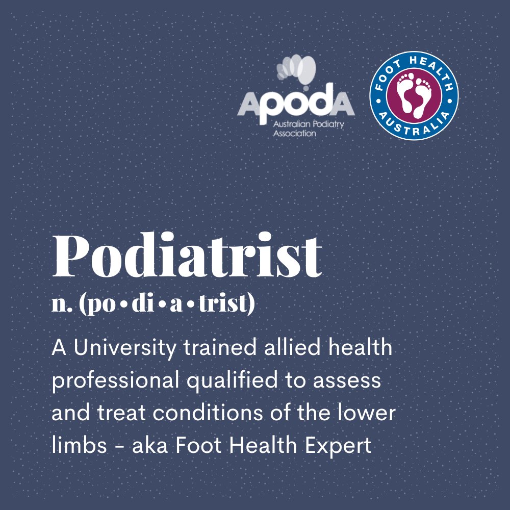 APodA_National's tweet image. Podiatrist - a university trained allied health professional qualified to assess and treat conditions of the lower limbs - aka Foot Health Expert

#foothealthweek