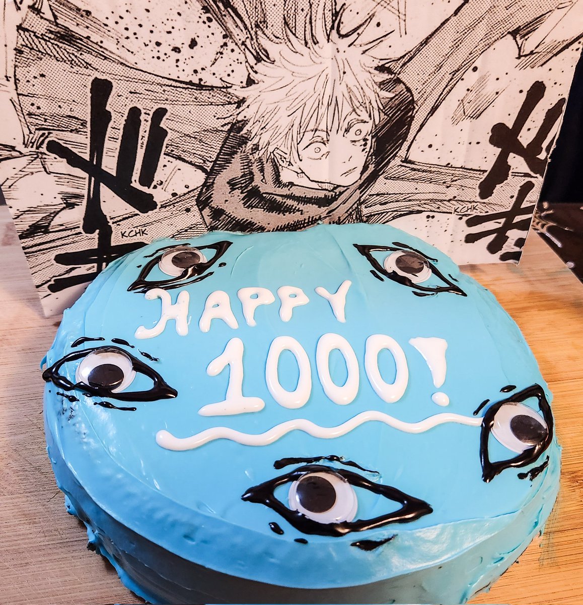 SatoHime05's tweet photo. #GOJO1KPARTY #gojosatoru miss my baby everyday !! 😭 time to cry into this cake. https://t.co/6GW6jTDTkg