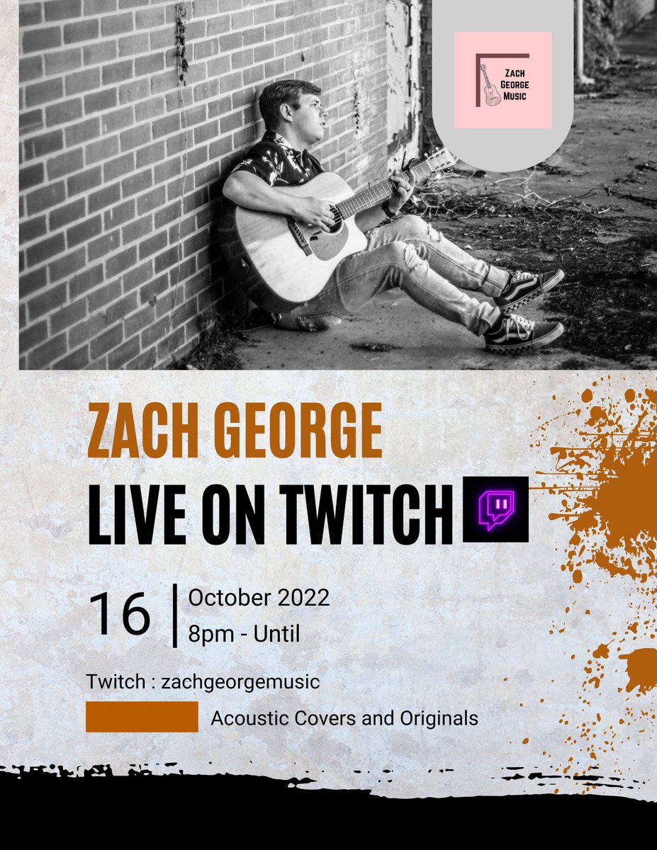 ZachGeorgeMusic's tweet photo. You do NOT want to miss this tomorrow night! If you’re not on Twitch, you should be. Come hang and vibe with me! https://t.co/infDh5k3y0