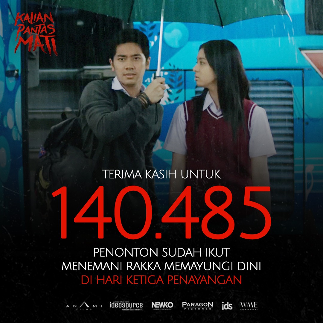 robertronny's tweet photo. Terima kasih untuk 140.485 penonton yang sudah membantu Rakka memayungi Dini. Film Kalian Pantas Mati masih tayang di bioskop!
#KalianPantasMati #MourningGrave #FilmKalianPantasMati #Ideosource #ParagonPictures #WME #NewkoGlobalEntertainment #AnamiFilmsOfficial #IDSEducationcom https://t.co/NPz7Fu3pv3