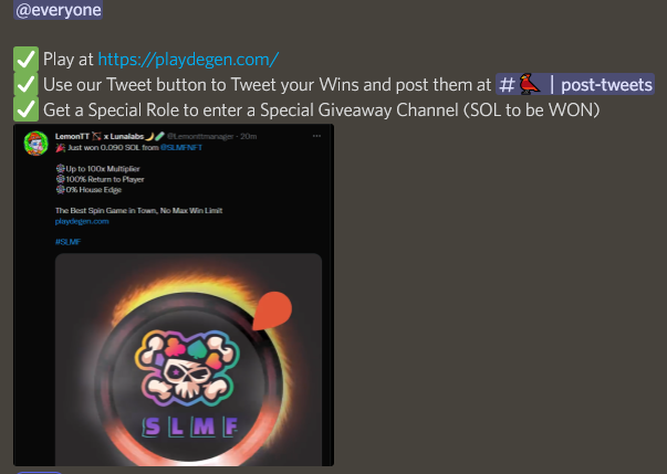 SLMFNFT's tweet photo. V2 is Live right now!!

🎡Up to 100x Multiplier 
🎡100% Return to Player
🎡0% House Edge

https://t.co/pMZvhq64d5 

Tweet and post in our Channel to get a Special Role ! https://t.co/EiiBYtVGsi