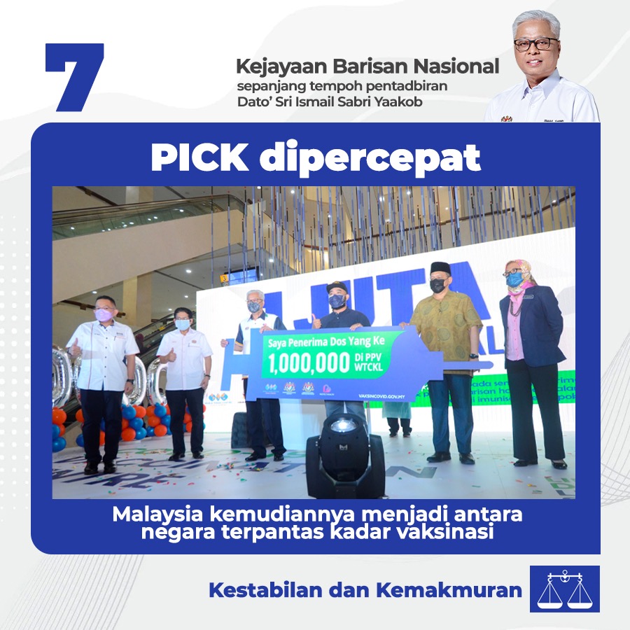 FitriAmer1's tweet photo. Kejayaan Barisan Nasional sepanjang tempoh pentadbiran Dato Sri Ismail Sabri Yaakob. 
#IsmailSabriPMKita
#BekerjaBersamaRakyat #KitaMestiMenang 
#MenangBersama #KeluargaMalaysia
#DemiKestabilanDanKemakmuran #PilihBN https://t.co/VchO2318tQ