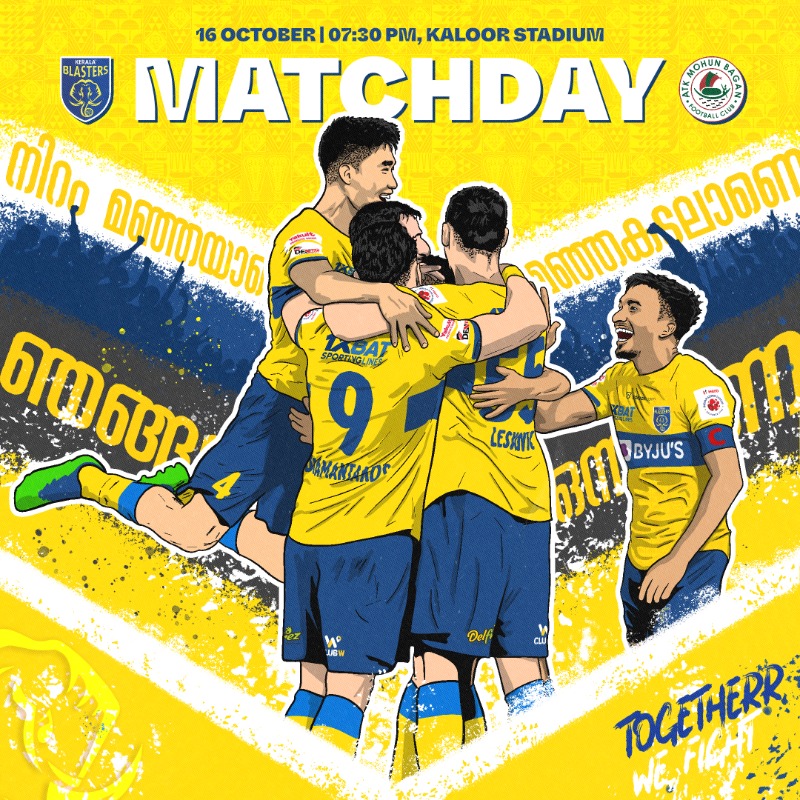 KeralaBlasters's tweet photo. ഇന്നത്തെ മാമാങ്കം! ⚽👊

A clash against @atkmohunbaganfc awaits! ⚔️

#KBFCATKMB #ഒന്നായിപോരാടാം #KBFC #KeralaBlasters