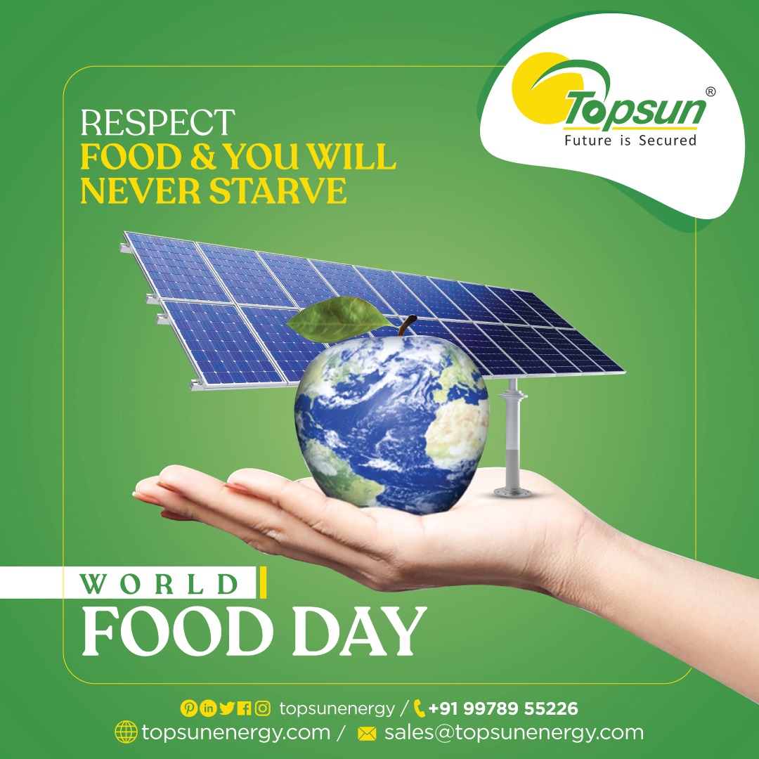 TopsunL's tweet photo. Celebration of FOOD is the biggest celebration as it celebrates life…. Happy World Food Day.

For More Information Contact us: 
Mail US: sales@topsunenergy.com
For More info: https://t.co/kWKR3TII8W

#worldfoodday #foodday #food #happyworldfoodday #happyfoodday #topsunenergy https://t.co/dhvatMMERt