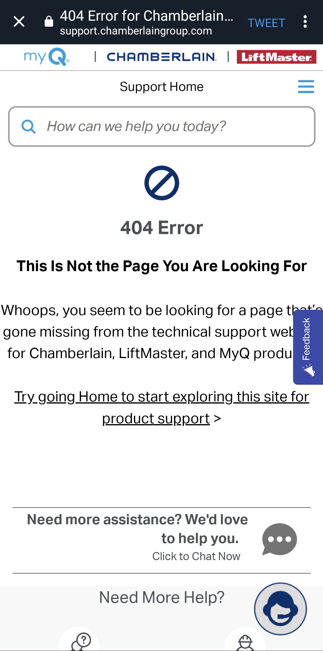 Jonathan Stein on Twitter "Chamberlain "Sorry, MyQ is no longer