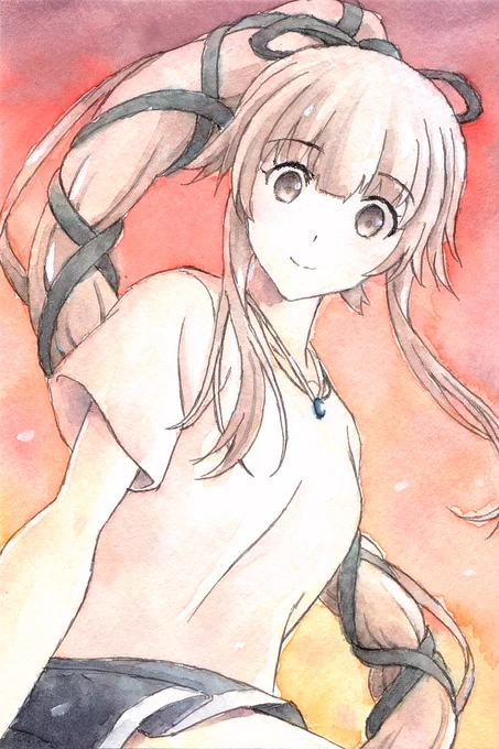 由良 #アナログ #透明水彩 #艦これ #由良(艦隊これくしょん)「そろそろ夕食の支度をしますね」 