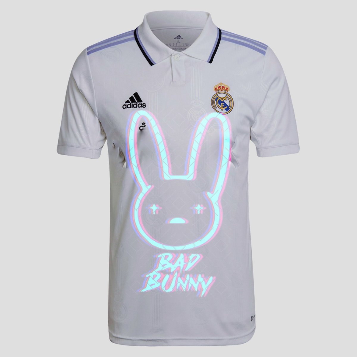 zuniga86's tweet photo. El #realmadrid jugará con esta camiseta con el logo de #badbunny #elclasico #laliga #MadridBarca #HalaMadrid #Futbol https://t.co/NWc7xEqgs7