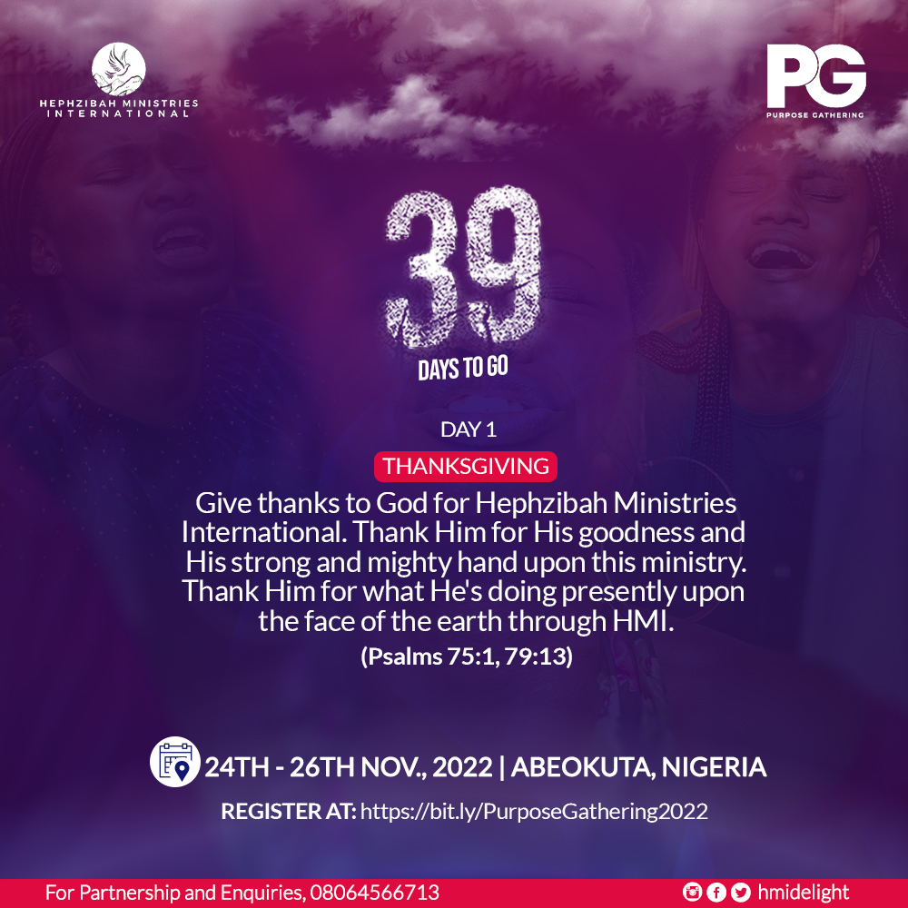 HMIdelight's tweet photo. Glory to God!
The countdown starts today!
The clouds are gathering!
Have you registered???
Do it now! https://t.co/1KhS5v7LMF
#HephzibahMinistriesInternational
#PurposeGathering
#PG22
#Zoe https://t.co/rqJFFcf6lN