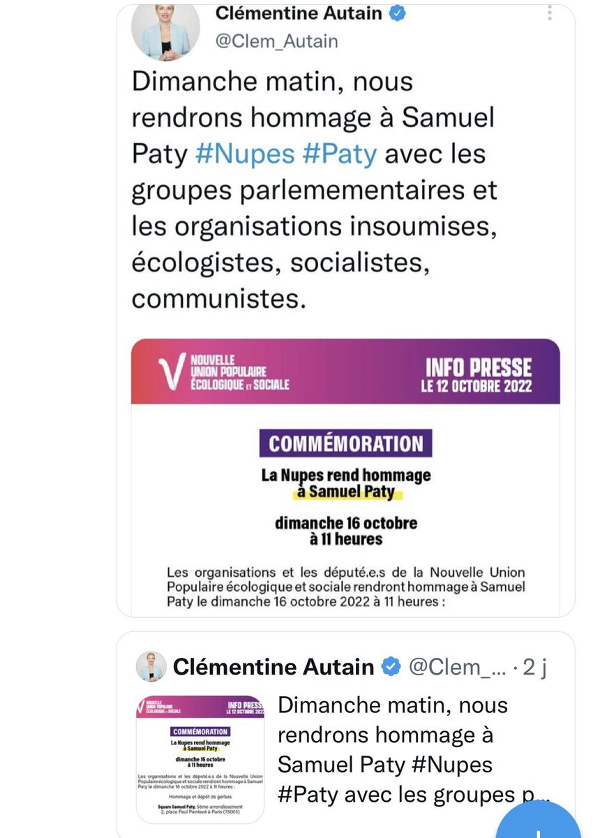 VAL14_VAL14's tweet photo. J’ai une pensée émue pour la famille de #Samuel_PATY qui découvre les #nupes and co, donc ceux qui soutiennent l’islamisme en France, lui faire un hommage en mettant en avant sa bataille pour la laïcité.
Perso, j’ai envie de vomir en lisant tous ces tweets.
#profilbas https://t.co/nSzMtBf4Ld