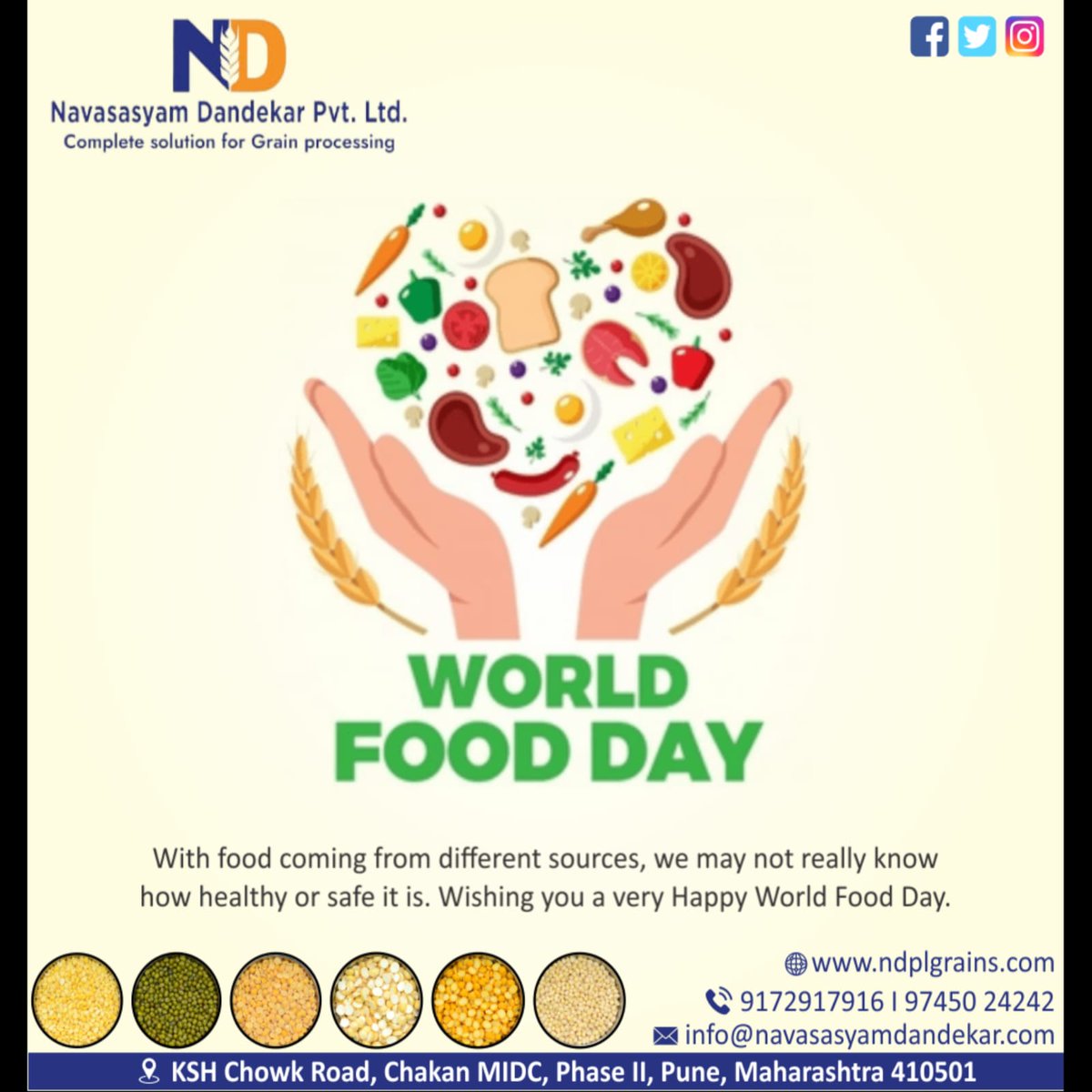 Ndplgrains's tweet photo. We need to build a sustainable world where everyone, everywhere has regular access to enough nutritious food.
No one should be left behind.
info@navasasyamdandekar.com
#WorldFoodDay #ndpl #pulseprotein #graincare #food #sustainable #agriculture #Socialimpact https://t.co/InRmn85nin