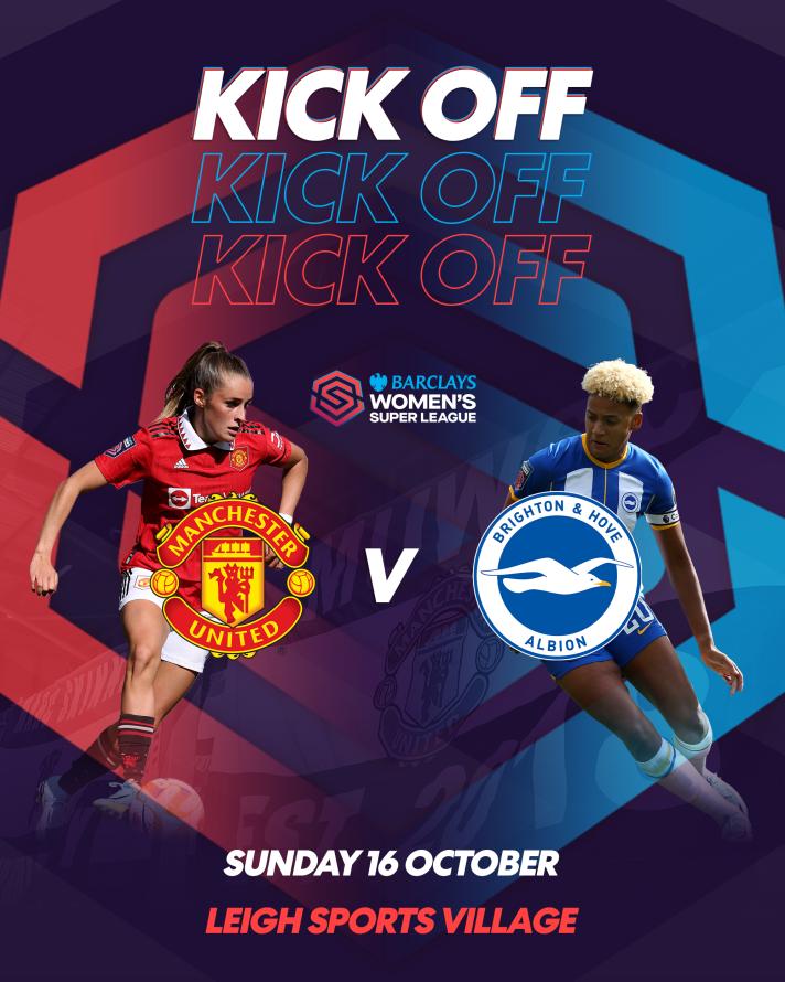 Let’s go! ⚽️ We are kicking off at Leigh Sports Village between @ManUtdWomen 🆚 @BHAFCWomen Watch the #BarclaysWSL live on @BBCTwo now!