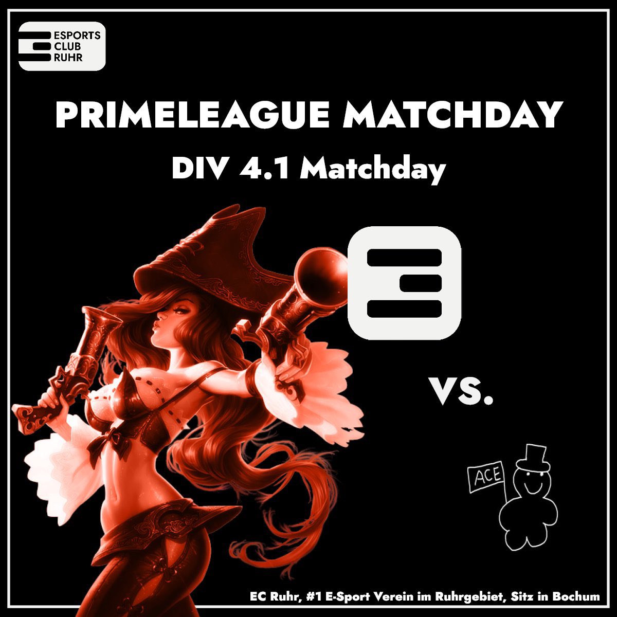 ECRuhr's tweet photo. [#ECRLOL]

Es ist wieder Matchday!
Heute spielen wir gegen V9 Ace in der DIV 4.1, nach unserer 0:2 Woche am letzten Spieltag ist die Motivation heute hoch! #ECRWIN

🔝 @NydaukLoL 
🌳 @alylolx 
🧙‍♂️ @Nilge_Live 
🔫 @MiksDer 
🚑 @Lukas_Shiny https://t.co/SKnrwK4iQm