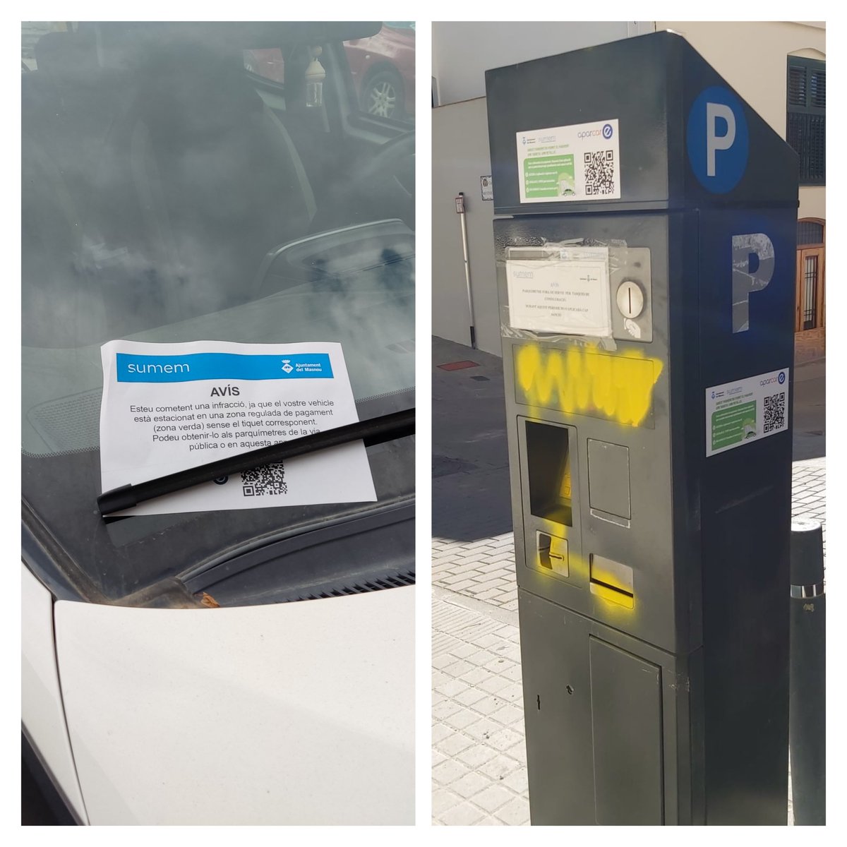 L'ajuntament de #ElMasnou, avuí, lluny d'escoltar la proclama veïnal, opta per coaccionar els usuaris de la zona verda sense donar alternatives de pagament més enllà de l'APP eixamplant la bretxa digital i deixant fora del sistema a tot el que vulgui pagar en metàl·lic o targeta.