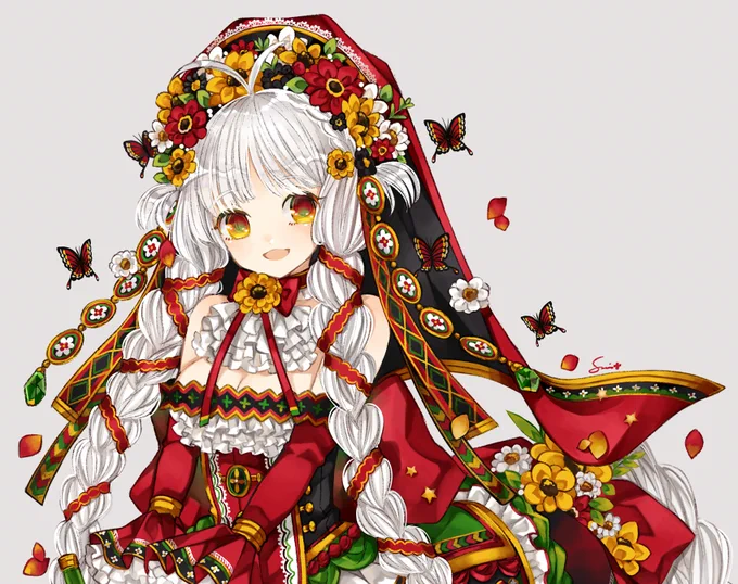 創作キャラデザインお花とケンタウロスのお嬢さん 