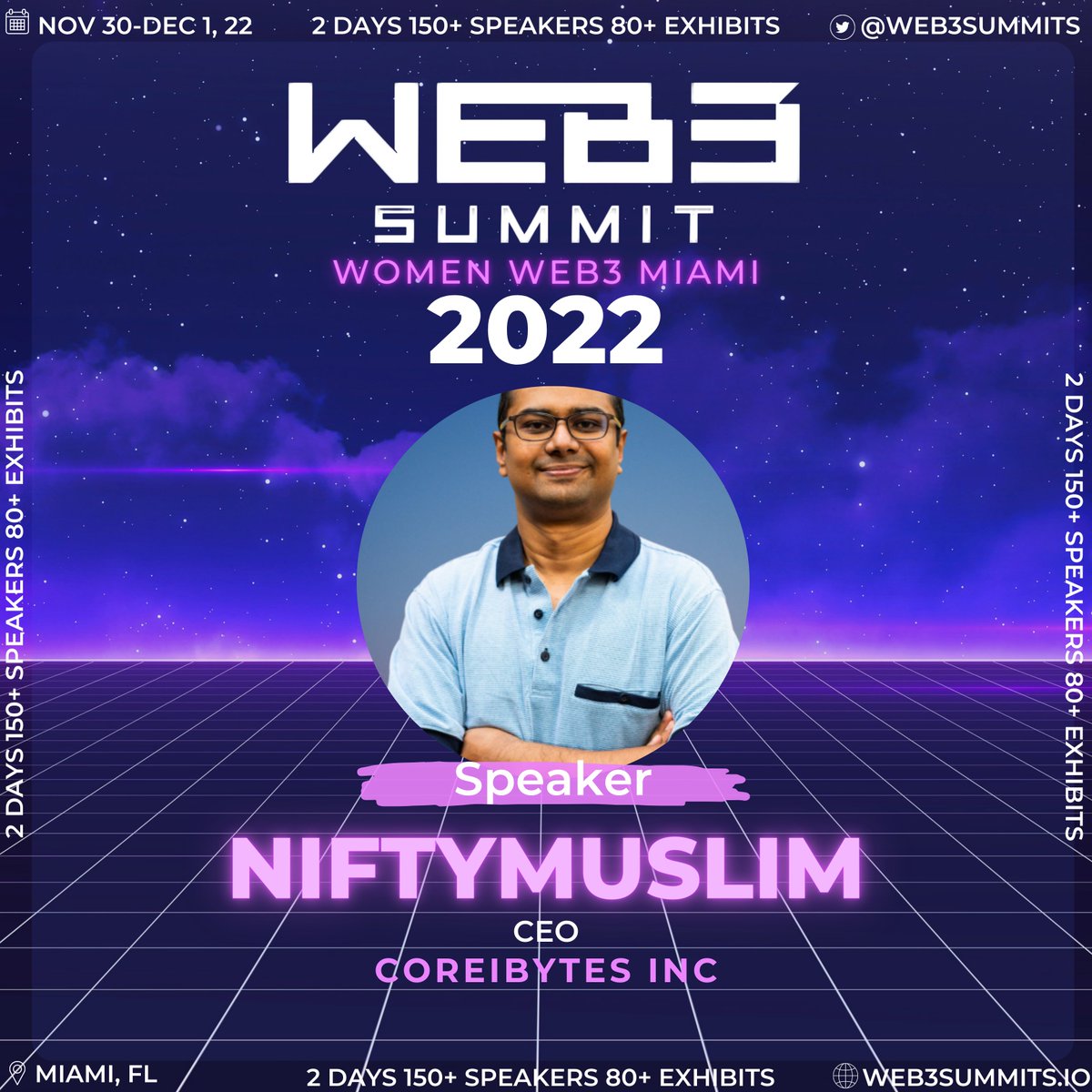 herkinteryor's tweet photo. 🌟Watch Out🌟
@NiftyMuslim will be joining @Web3summits (WEB3 SUMMITS | Women Web3 Miami 2022 ) in Miami for #Web3Summits, representing @coreibytes and @niftymuslim

 🥳🥳🥳

🎟️https://t.co/dxKZmEO7jR

#womeninweb3 #Web3 #Miamitech #niftymuslim #coreibytes https://t.co/EQKUVwzXHb