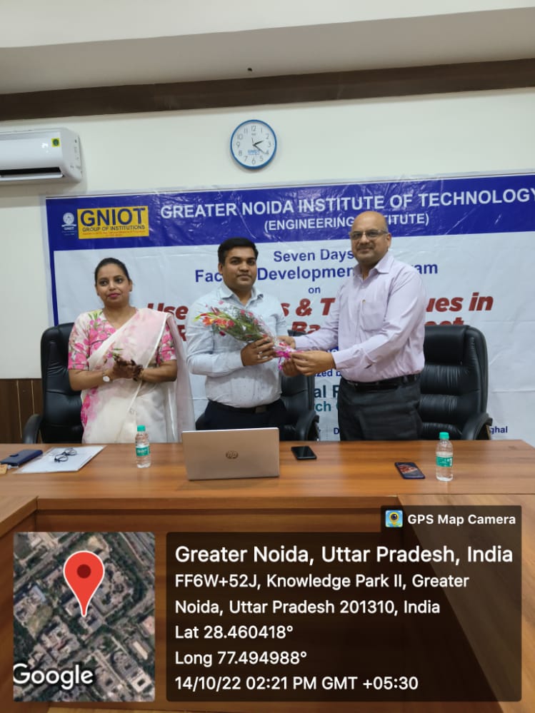 GNIOTCollege's tweet image. The 4th day of Seven Days Faculty Development Programme on Use of Tools & Techniques in  Research based Project 11-17 Oct 2022 in hybrid mode organized by Central Project & Research Committee (CPRC) #FacultyDevelopmentProgramme #GNIOTMBA #GNIOT #GreaterNoida