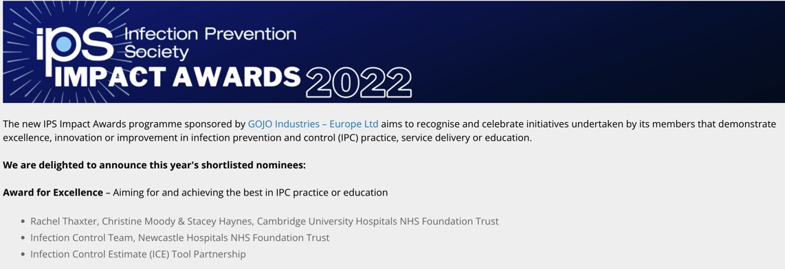 Very proud to have been shortlisted for an IPS Impact Award. Thank you very much <a href="/gone_grayer/">Dr Ryan George</a> for representing the ICE Tool partnership at #IP2022Conf Best of luck! 🤞 <a href="/SandraBradyS2/">Sandra Brady</a> @fantasticdiddle <a href="/NCAlliance_NHS/">Northern Care Alliance NHS Foundation Trust (NCA)</a> @SalfordImpact <a href="/UoSDiGiHealth/">Digital Health</a> <a href="/UoS_HealthSoc/">UoS Health & Society</a>