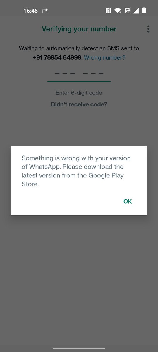 soodles0570's tweet photo. @OnePlus_Support @WhatsApp getting this error when setting up my OnePlus Nord 2T.
Already restarted the phone multiple times and reinstalled WhatsApp multiple times. https://t.co/nehewLwGHj